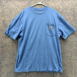 Carhartt Shirt Men Large Adult Blue Casual Short Sleeve Outdoors Pockets
